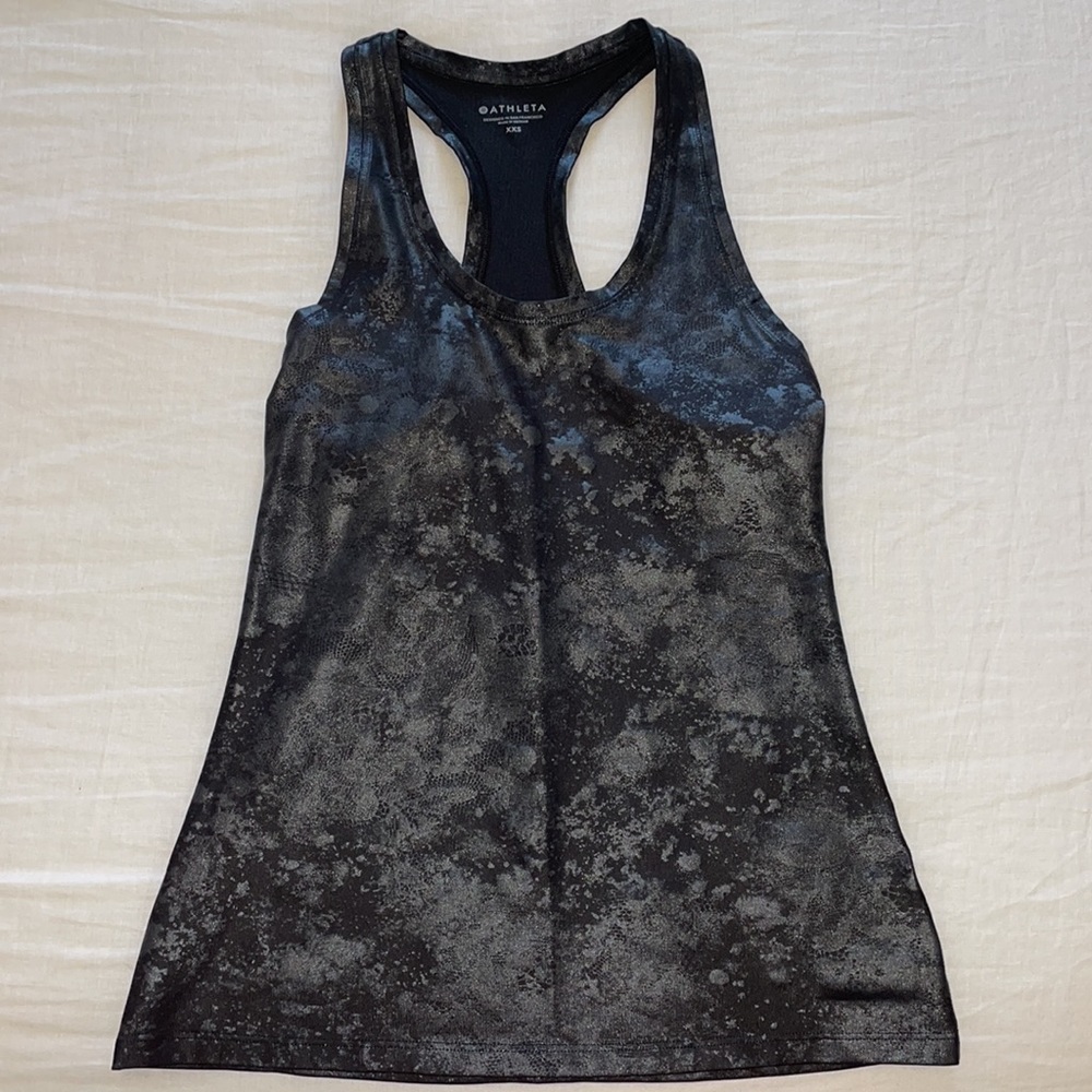 Athleta Black/Gray Pattern Workout Top Size Xxs - image 2